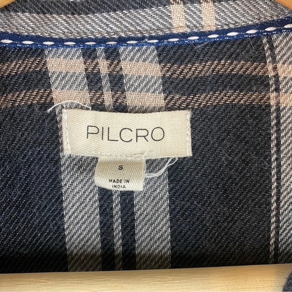 Anthropologie Pilcro Tuxedo Buttondown Shirt In Black Motif Plaid Small - Picture 7 of 10